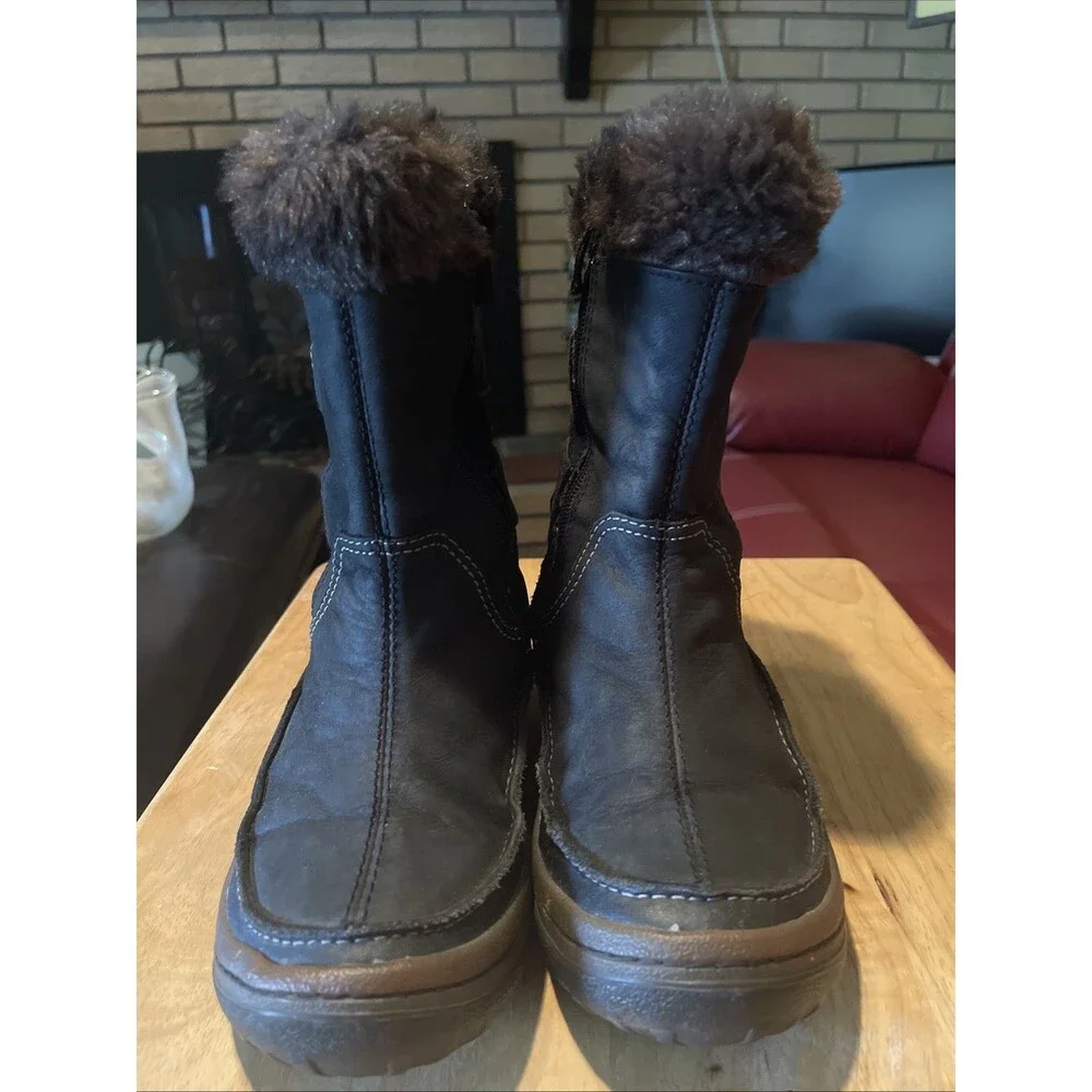 Merrell Boot Women's Size 6 Decora Chant Black Zip Faux Fur Waterproof Snow Work